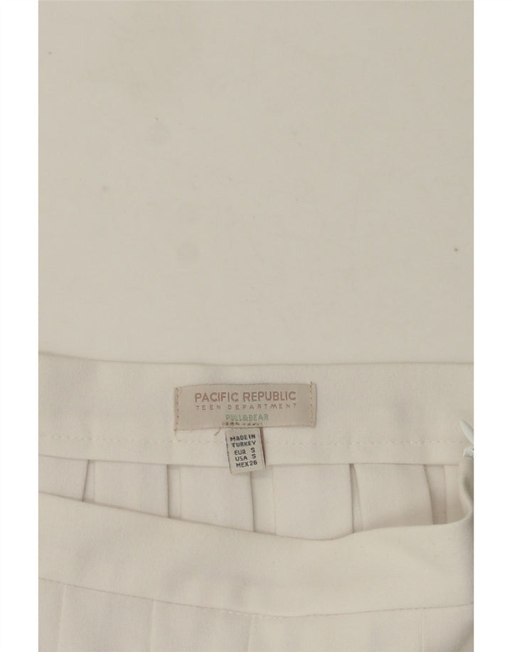 Pull & Bear Womens Mini Knife Pleated Skirt Small W26  White