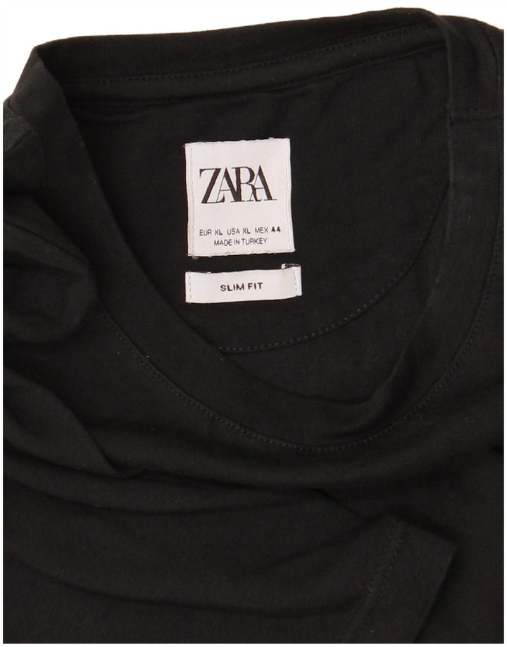 ZARA Mens Slim Fit T-Shirt Top XL Black