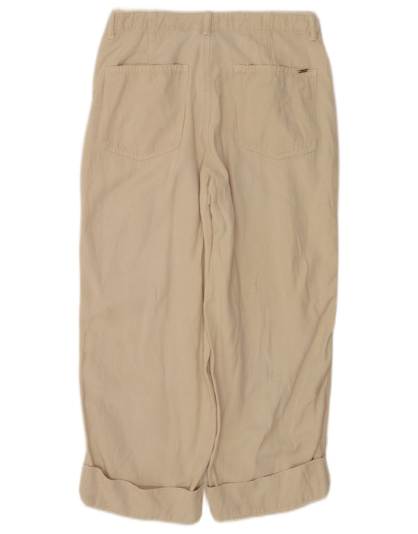 Massimo Dutti Womens Capri Trousers EU 38 Small W28 L22 Beige Lyocell