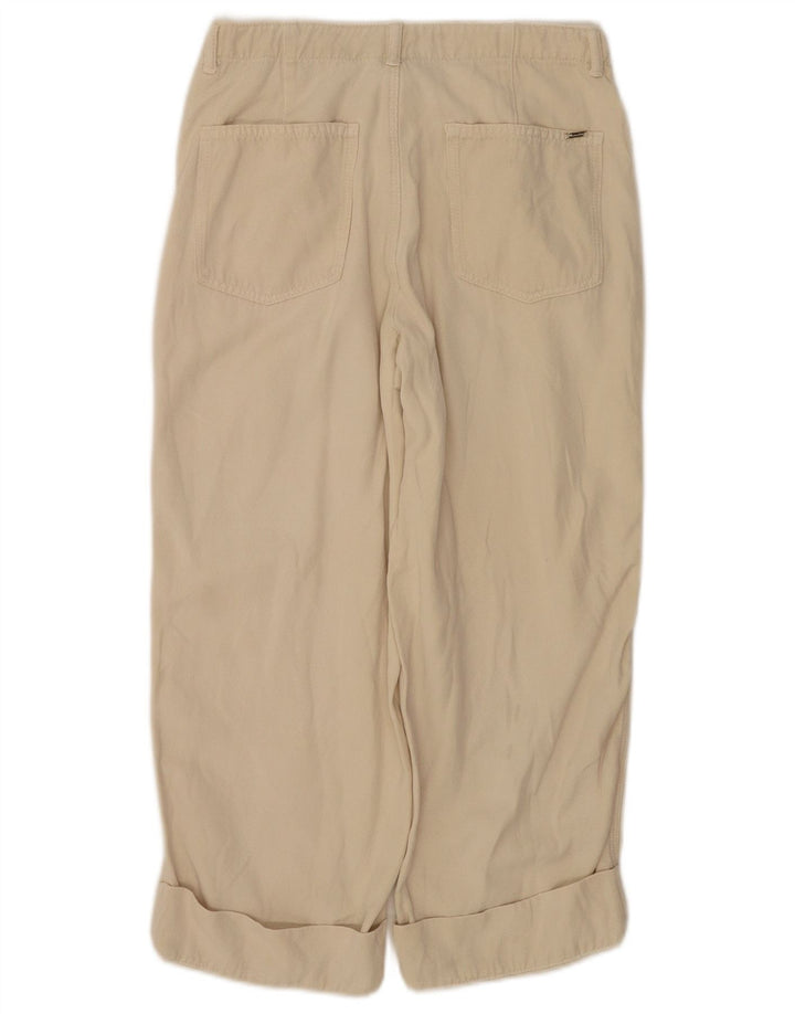 Massimo Dutti Womens Capri Trousers EU 38 Small W28 L22 Beige Lyocell