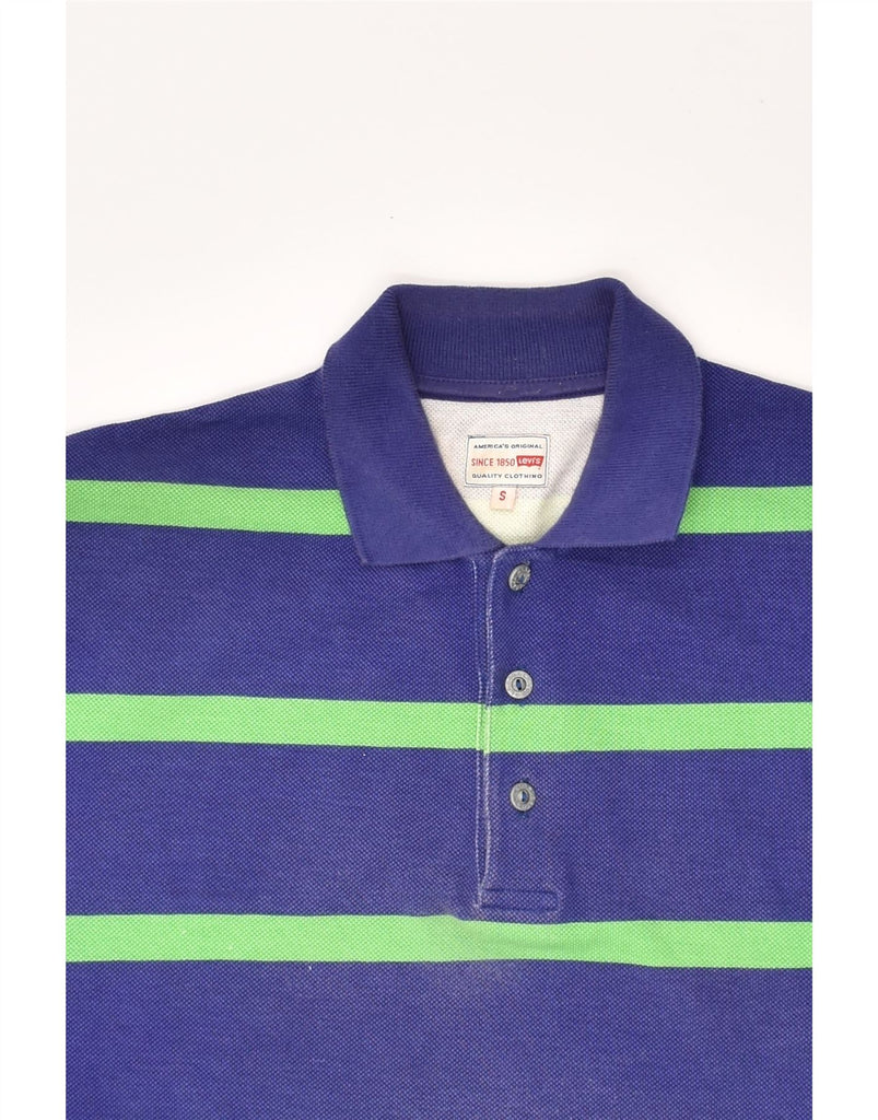 LEVI'S Mens Polo Shirt Small Navy Blue Striped Cotton | Vintage Levi's | Thrift | Second-Hand Levi's | Used Clothing | Messina Hembry 