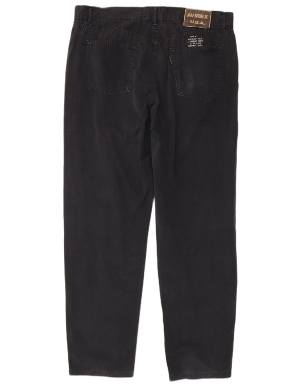 Avirex Mens Straight Casual Trousers W40 L34 Navy Blue Cotton