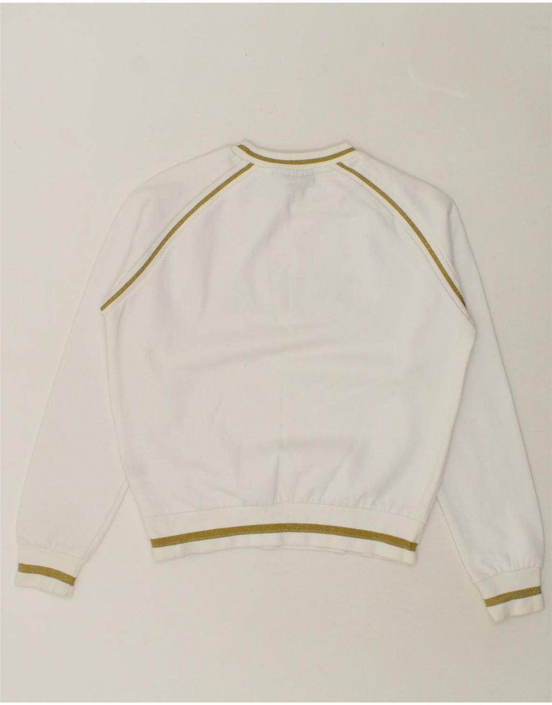 FILA Womens Oversized Graphic Sweatshirt Jumper UK 6 XS White Cotton Vintage Fila and Second-Hand Fila from Messina Hembry 
