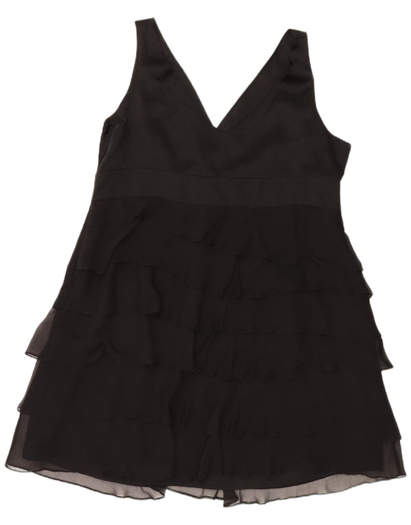 MONSOON Womens Sleeveless Tiered Dress UK 22 3XL Black Silk