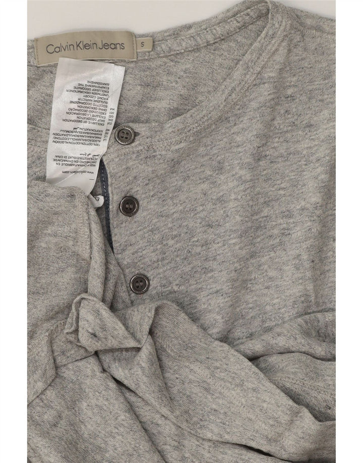 Calvin Klein Jeans Mens Top Long Sleeve Small Grey Flecked Cotton