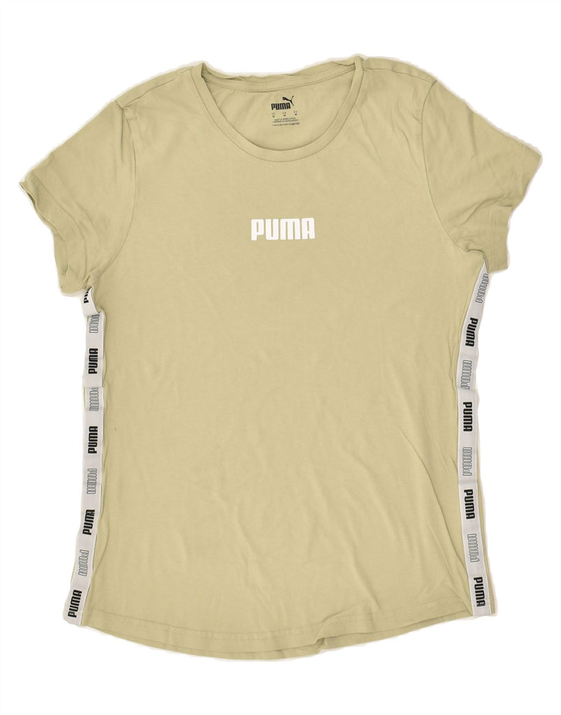 PUMA Womens T-Shirt Top UK 12 Medium Beige | Vintage Puma | Thrift | Second-Hand Puma | Used Clothing | Messina Hembry 