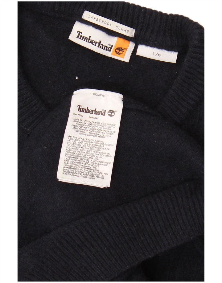 TIMBERLAND Mens Crew Neck Jumper Sweater Large Navy Blue Wool