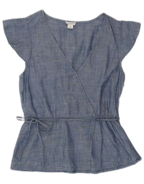 J. CREW Womens Blouse Top US 0 XS Blue Cotton