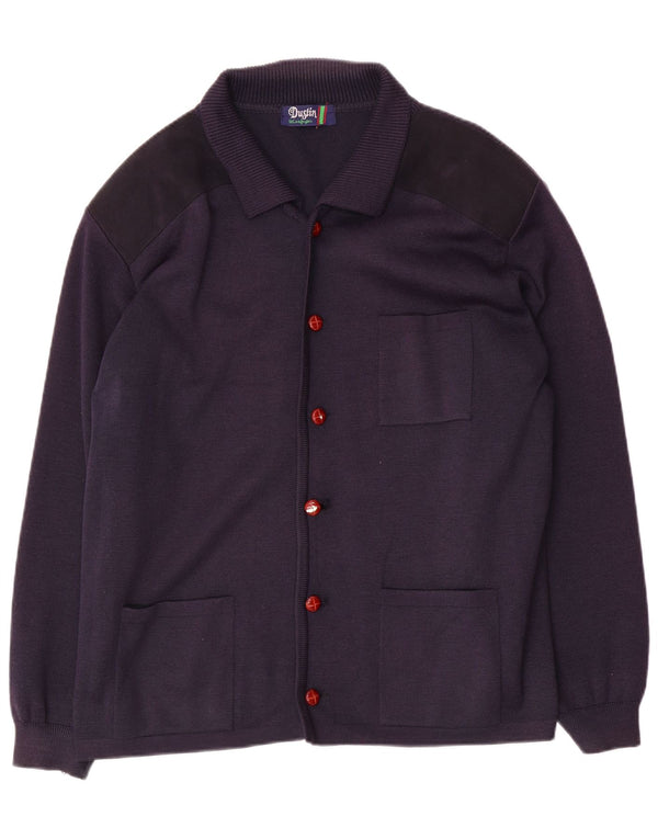 Vintage Mens Cardigan Sweater Large Navy Blue