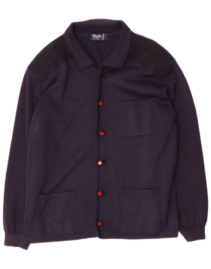 Vintage Mens Cardigan Sweater Large Navy Blue