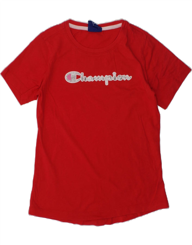 CHAMPION Girls Graphic T-Shirt Top 9-10 Years Medium  Red | Vintage Champion | Thrift | Second-Hand Champion | Used Clothing | Messina Hembry 