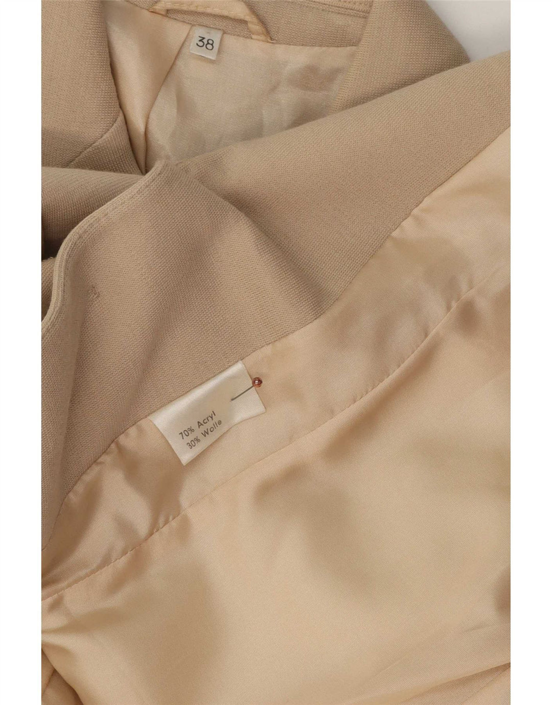 Vintage Womens 3 Button Blazer Jacket EU 38 Medium Beige Acrylic