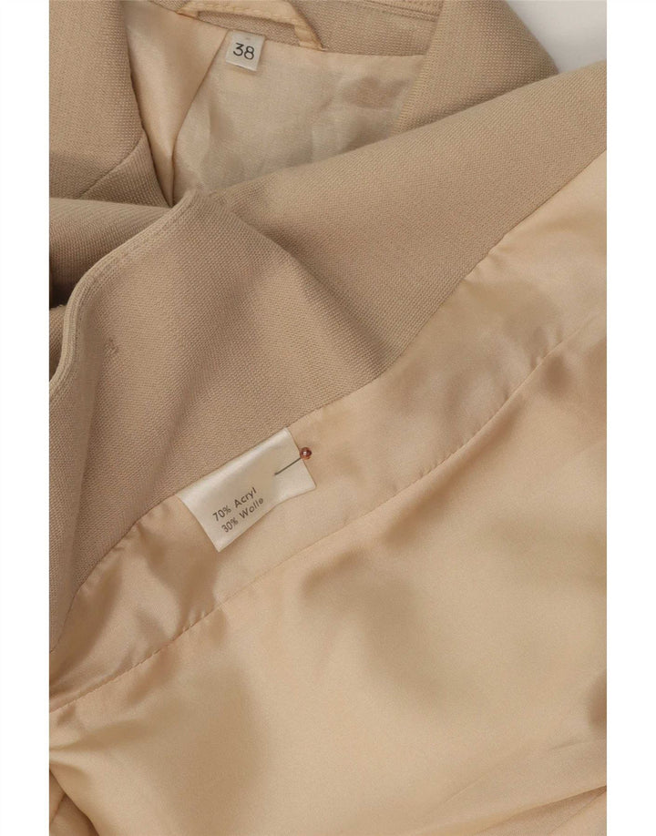 Vintage Womens 3 Button Blazer Jacket EU 38 Medium Beige Acrylic