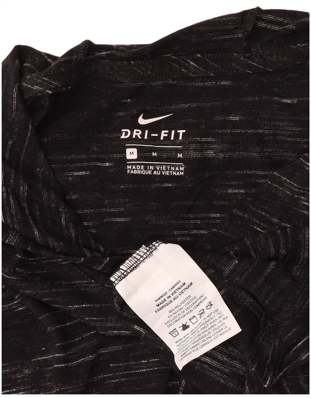 Nike Womens Hooded T-Shirt Top UK 14 Medium Black Flecked Polyester