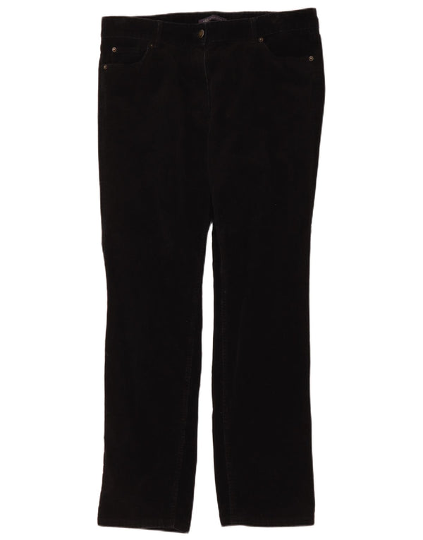 Marks & Spencer Womens Straight Corduroy Trousers UK 16 Large W32 L29 Black