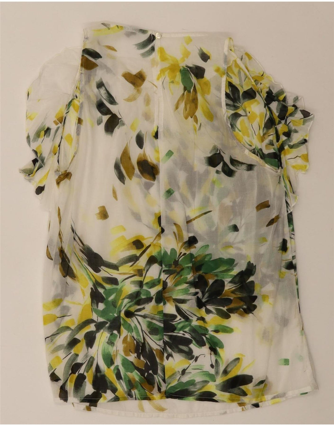 BENETTON Womens Blouse Top UK 12 Medium White Floral