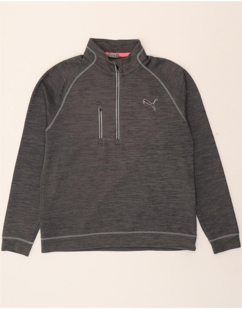 PUMA Womens Zip Neck Sweatshirt Jumper UK 16 Large Grey Flecked Vintage Puma and Second-Hand Puma from Messina Hembry 