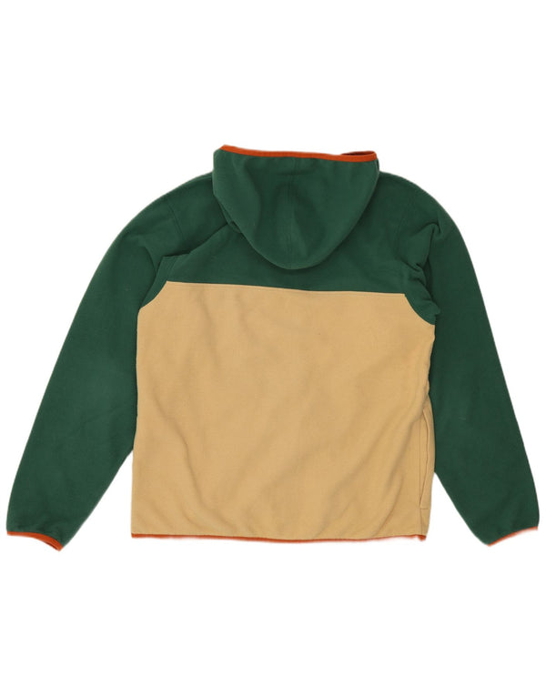 Patagonia Boys Hooded Fleece Jacket 13-14 Years XL Green Colourblock
