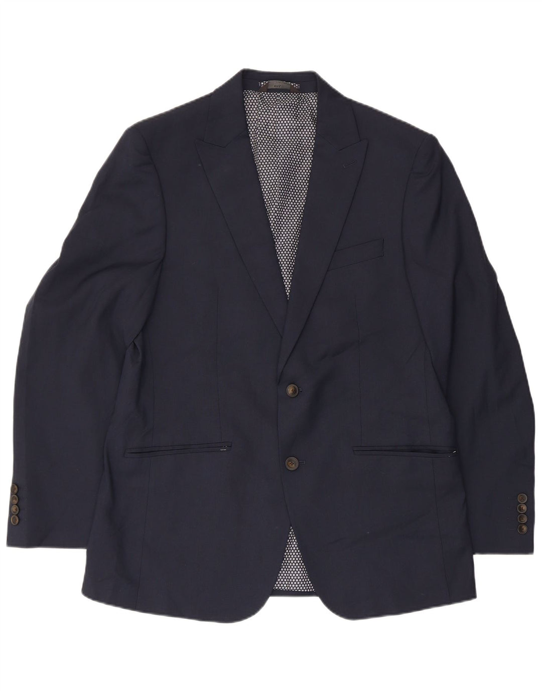 Marks & Spencer Mens 2 Button Blazer Jacket UK 40 Large Navy Blue Polyester
