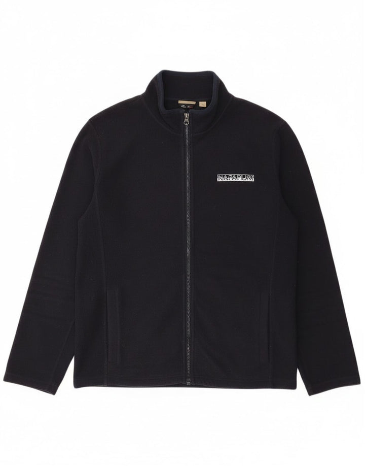 Napapijri Mens Fleece Jacket UK 42 XL Navy Blue Polyester