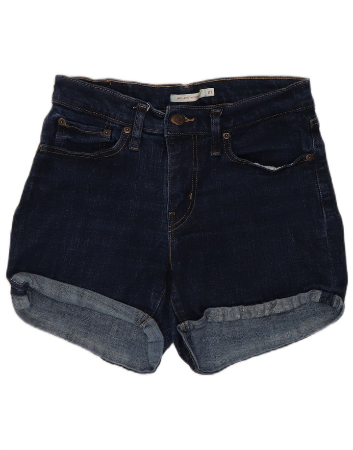 LEVI'S Womens Mid Rise Denim Shorts W27 Small Navy Blue Cotton