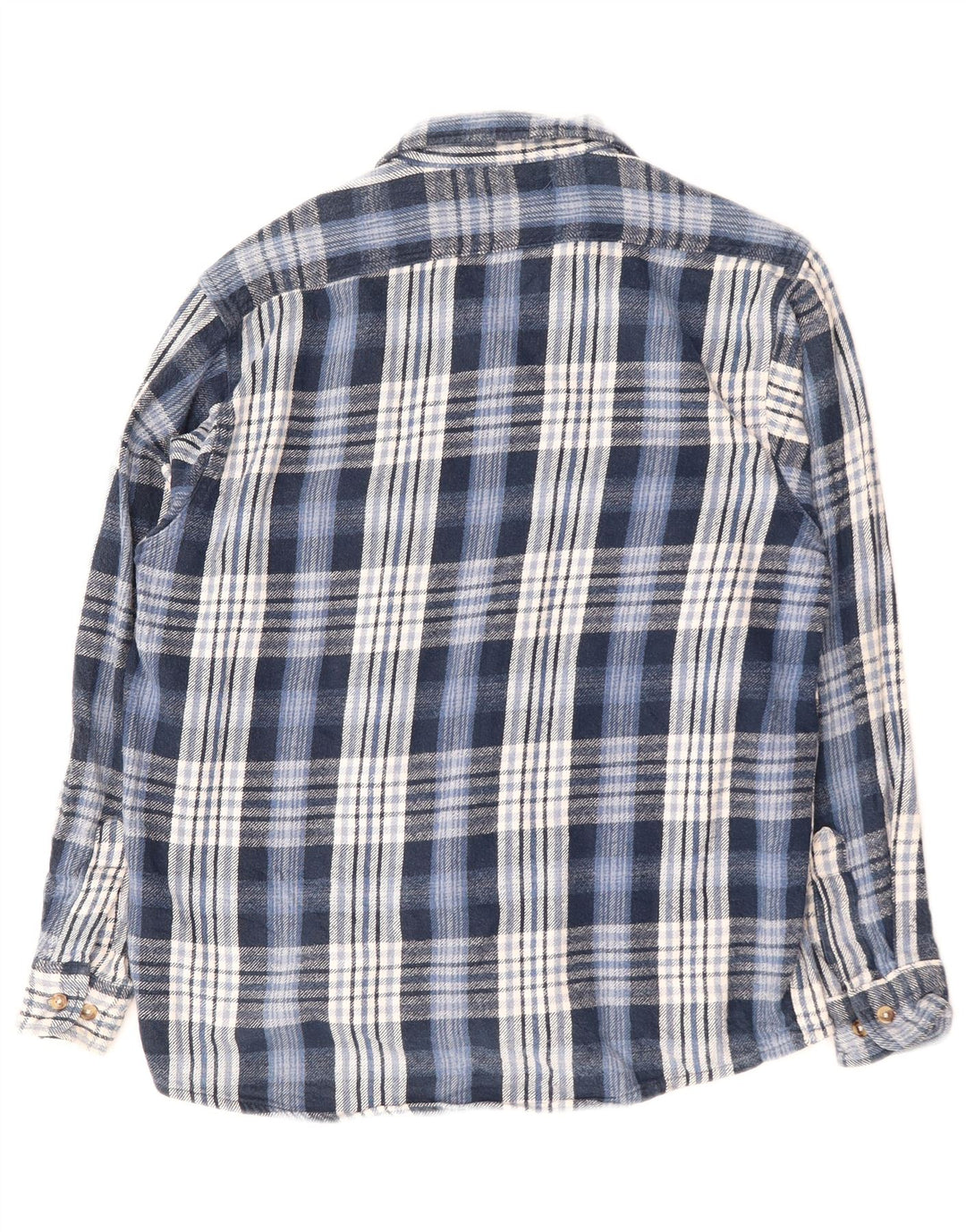 VINTAGE Mens Flannel Shirt Large Blue Check Cotton