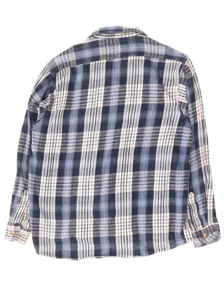 VINTAGE Mens Flannel Shirt Large Blue Check Cotton