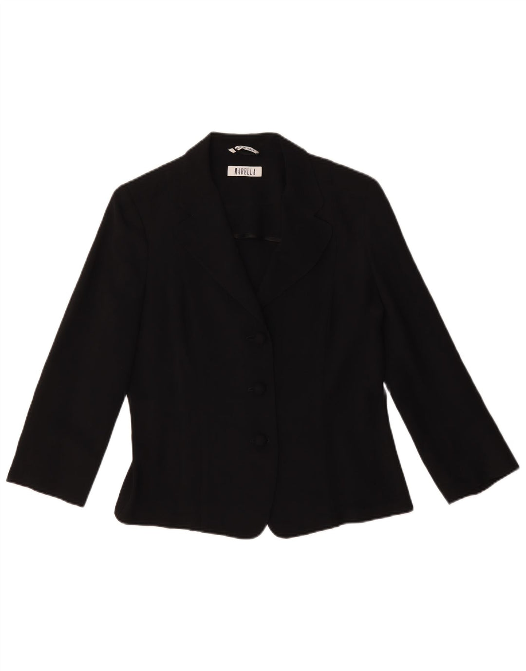 Marella Womens 3/4 Sleeve Blazer Jacket UK 16 Large Black Acetate