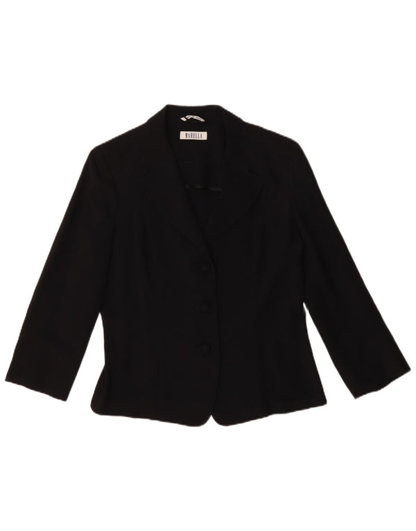 Marella Womens 3/4 Sleeve Blazer Jacket UK 16 Large Black Acetate