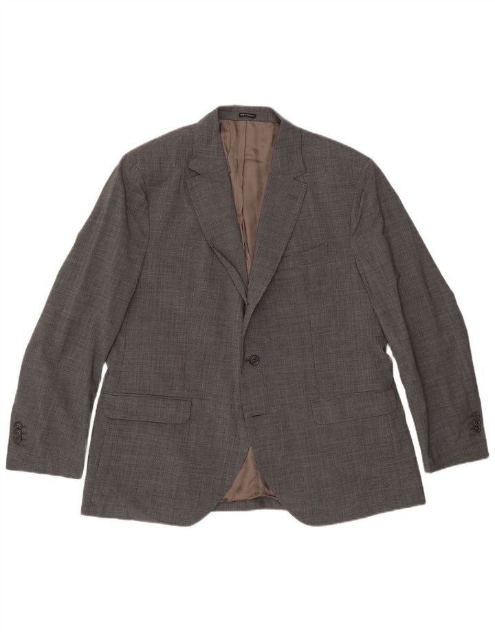 Massimo Dutti Mens 2 Button Blazer Jacket US 46 XL Grey Check Wool
