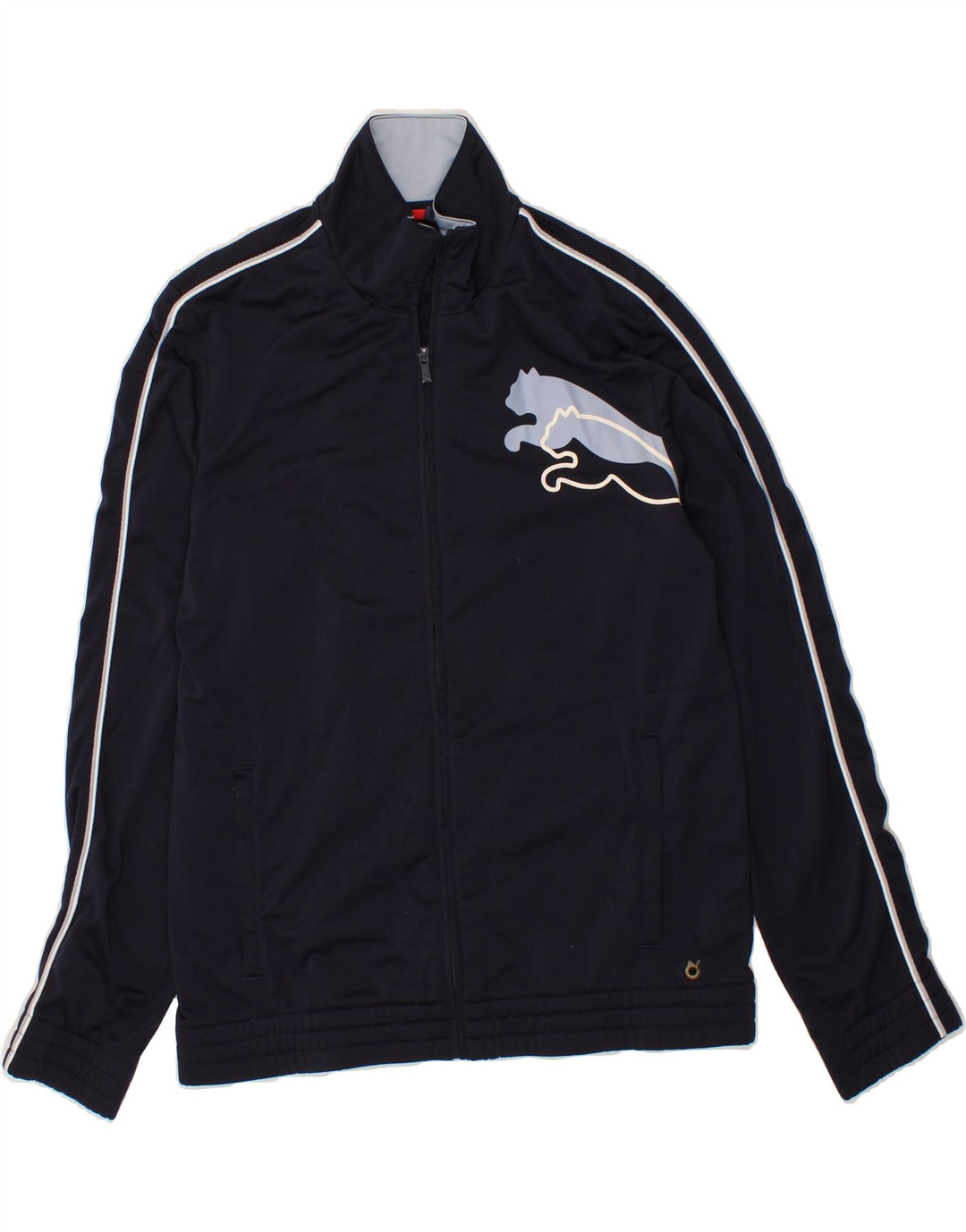 PUMA Mens Graphic Tracksuit Top Jacket Medium Navy Blue Polyester Vintage Puma and Second-Hand Puma from Messina Hembry 