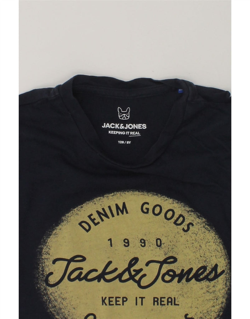 JACK & JONES Boys Graphic T-Shirt Top 7-8 Years Navy Blue Cotton | Vintage Jack & Jones | Thrift | Second-Hand Jack & Jones | Used Clothing | Messina Hembry 