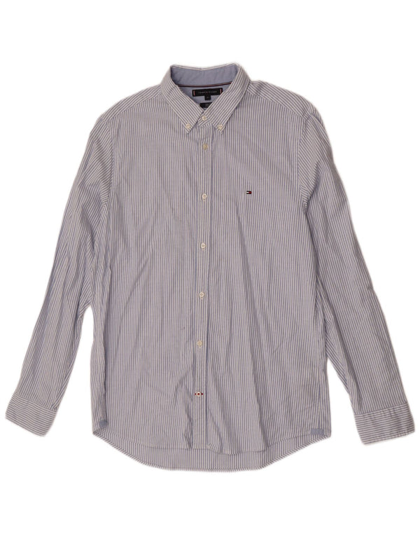 Tommy Hilfiger Mens Slim Fit Shirt XL Blue Striped Cotton