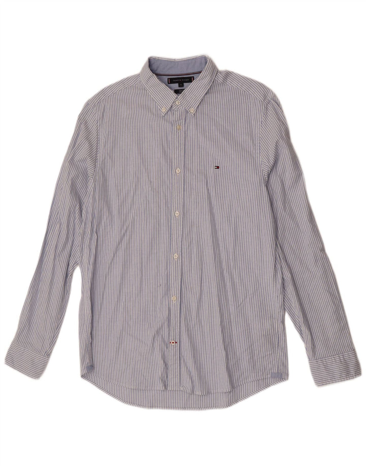 Tommy Hilfiger Mens Slim Fit Shirt XL Blue Striped Cotton