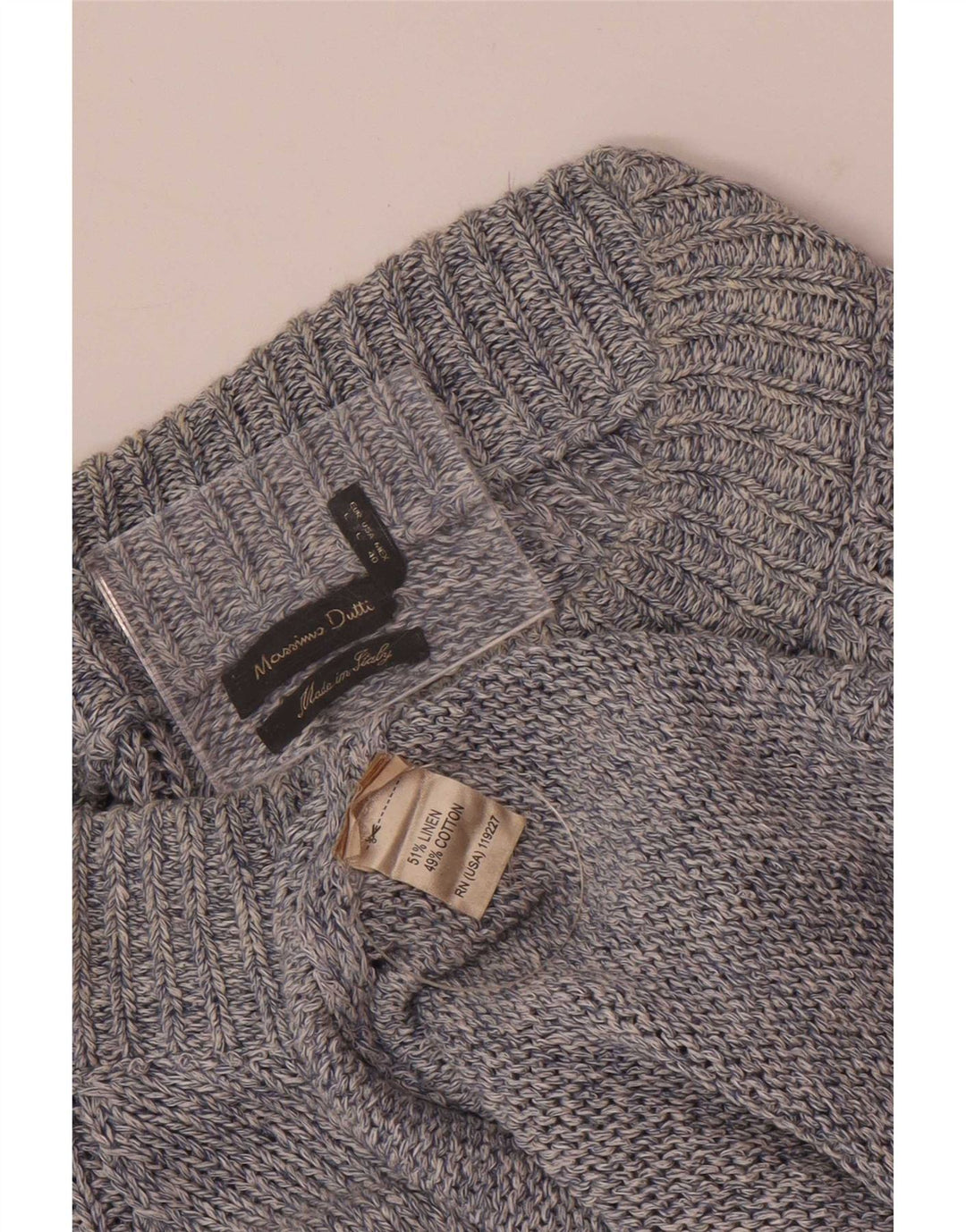 Massimo Dutti Mens Cardigan Sweater Large Blue Flecked Linen