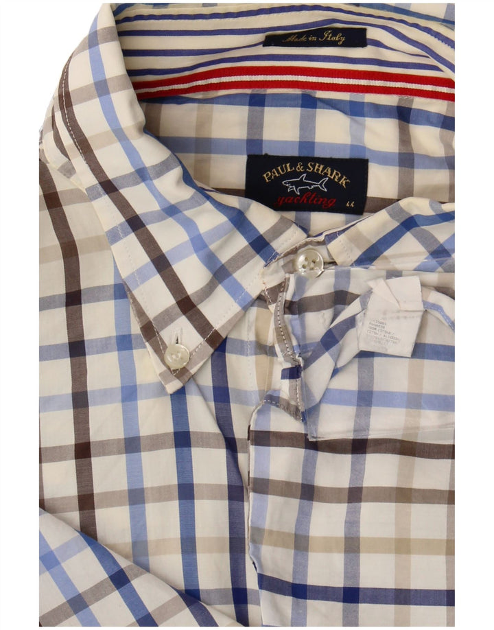 Paul & Shark Mens Yachting Shirt Size 44 XL Multicoloured Check Cotton