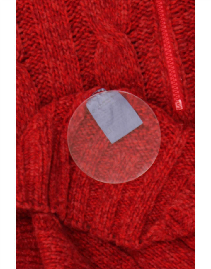 Vintage Mens Zip Neck Jumper Sweater Large Red Wool