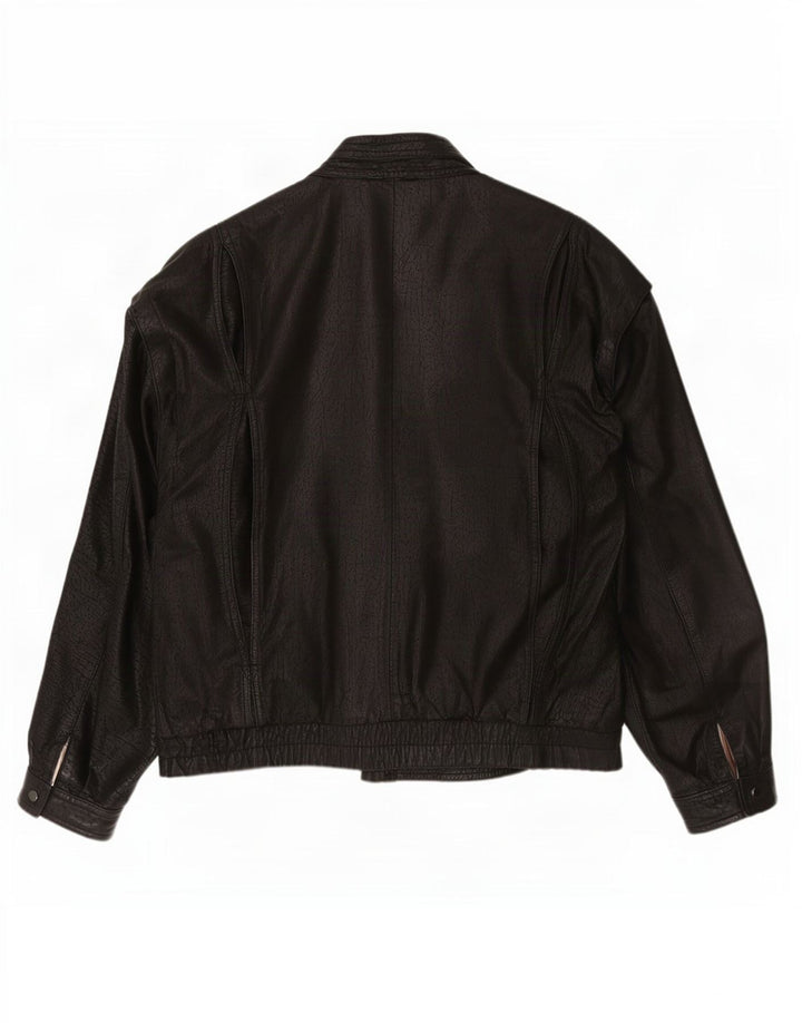 Vintage Mens Leather Jacket IT 52 XL Black