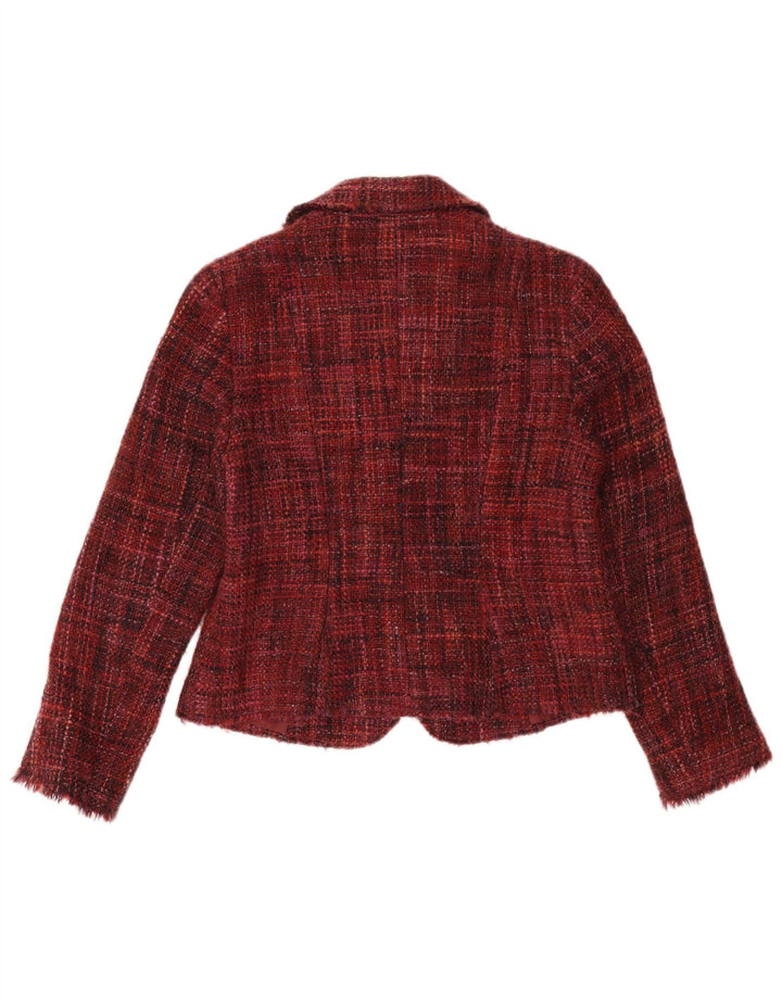 Marks & Spencer Womens 2 Button Blazer Jacket UK 14 Medium Burgundy Flecked