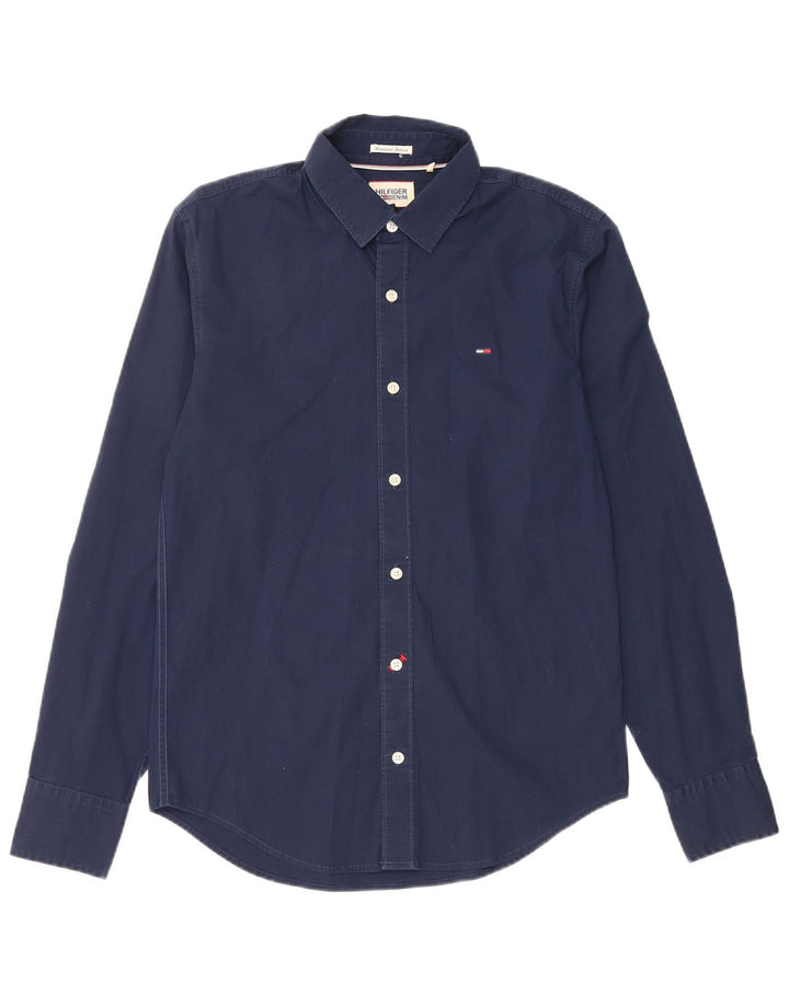 TOMMY HILFIGER Mens Shirt Medium Navy Blue Cotton