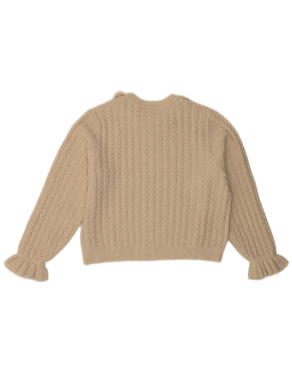 Zara Girls Crew Neck Jumper Sweater 13-14 Years Beige Floral