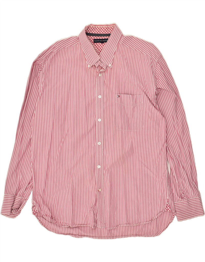 TOMMY HILFIGER Mens Shirt XL Pink Striped Cotton | Vintage Tommy Hilfiger | Thrift | Second-Hand Tommy Hilfiger | Used Clothing | Messina Hembry 