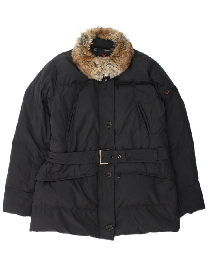 Vintage Womens Padded Jacket IT 48 XL Black Polyamide