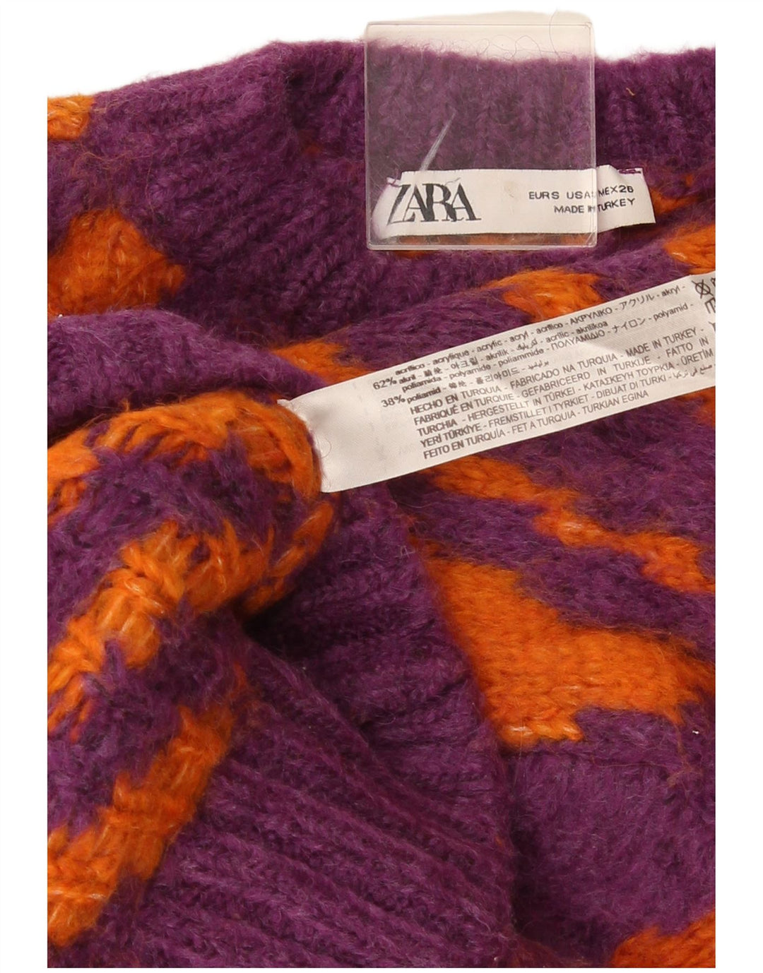 Zara Womens Crop Crew Neck Jumper Sweater UK 10 Small Multicoloured