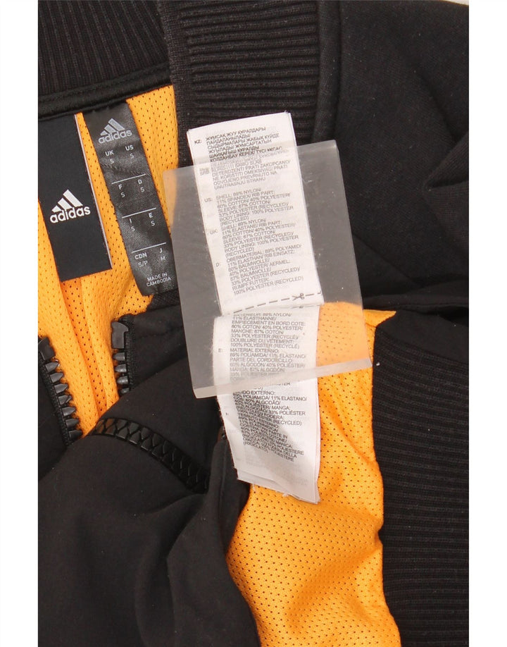 ADIDAS Mens Graphic Tracksuit Top Jacket Small Black Colourblock Nylon