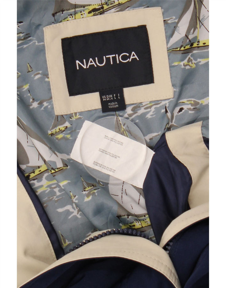 Nautica Womens Hooded Windbreaker Jacket UK 14 Medium Navy Blue Polyester