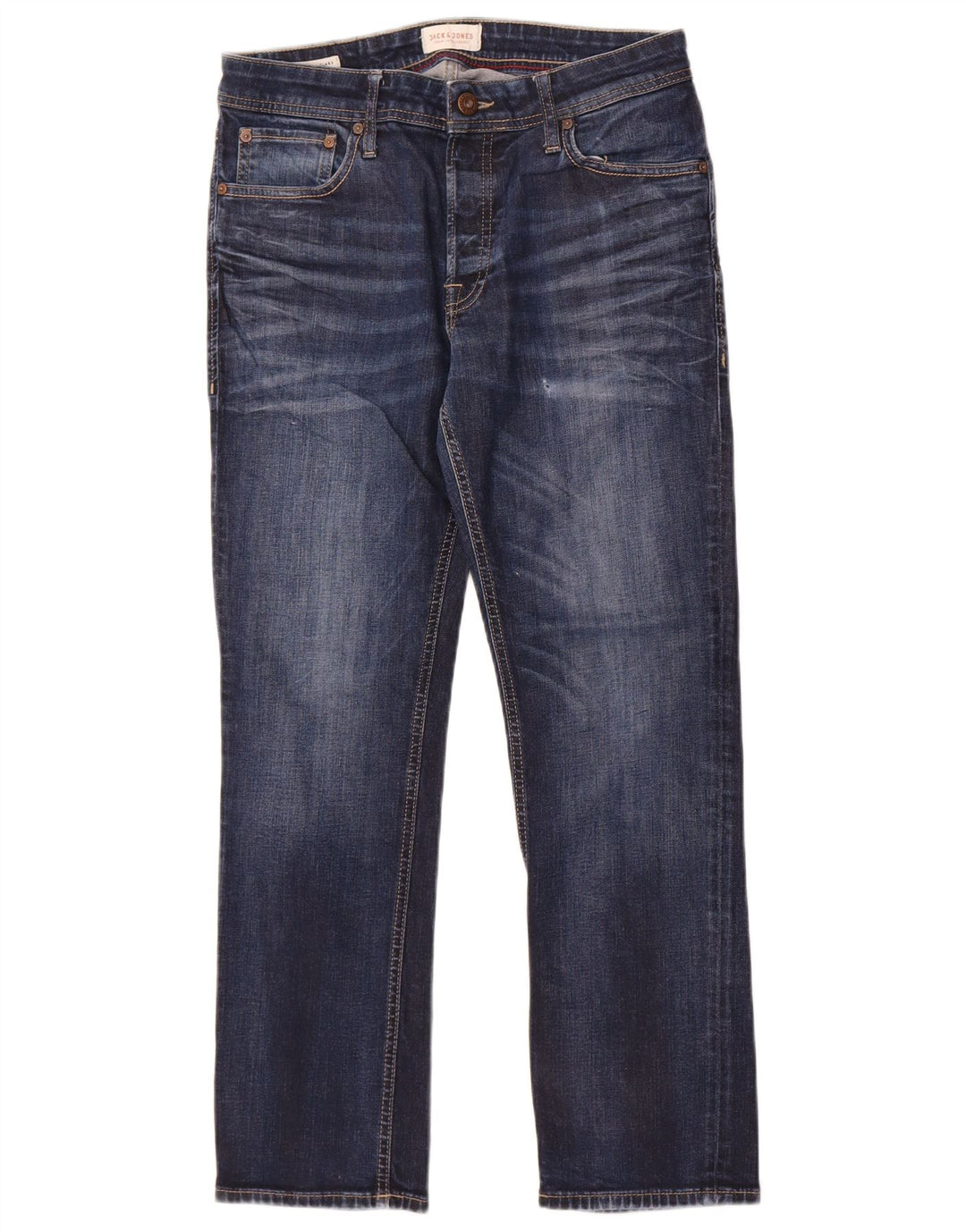 Jack & Jones Mens Clark Straight Jeans W32 L30 Blue Cotton