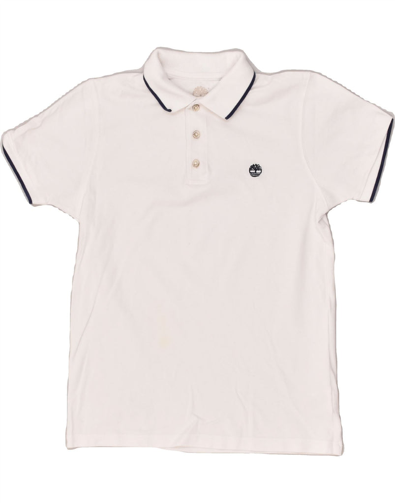 TIMBERLAND Boys Polo Shirt 13-14 Years Small White Cotton | Vintage Timberland | Thrift | Second-Hand Timberland | Used Clothing | Messina Hembry 