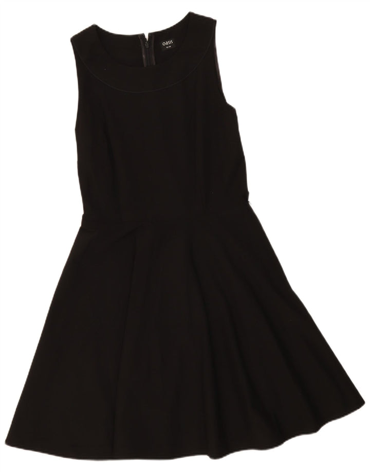 Oasis Womens Sleeveless A-Line Dress UK 12 Medium Black Polyester