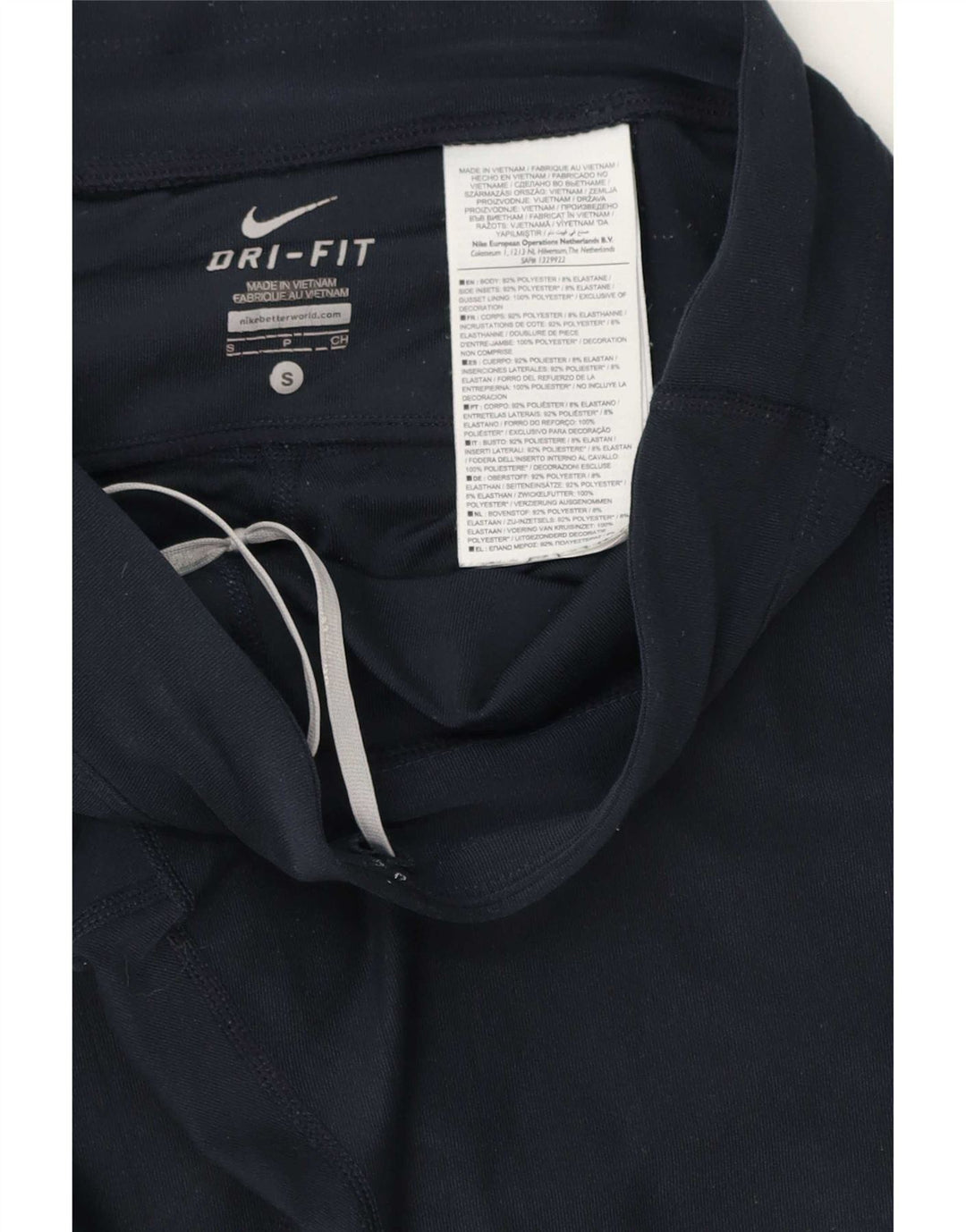 Nike Womens Dri Fit Capri Leggings UK 10 Small Navy Blue Polyester